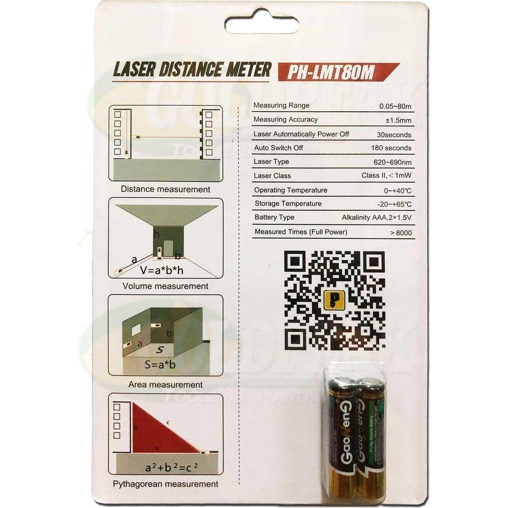 Powerhouse PH-LMT80M Laser Range Finder / Distance Measurer - Goldpeak Tools PH Powerhouse Powerhouse PH-LMT80M Laser Range Finder / Distance Measurer - Goldpeak Tools PH Powerhouse